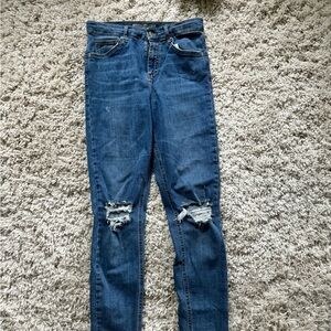 Top Shop Motto Jamie dark blue casual distressed cute tight women jeans